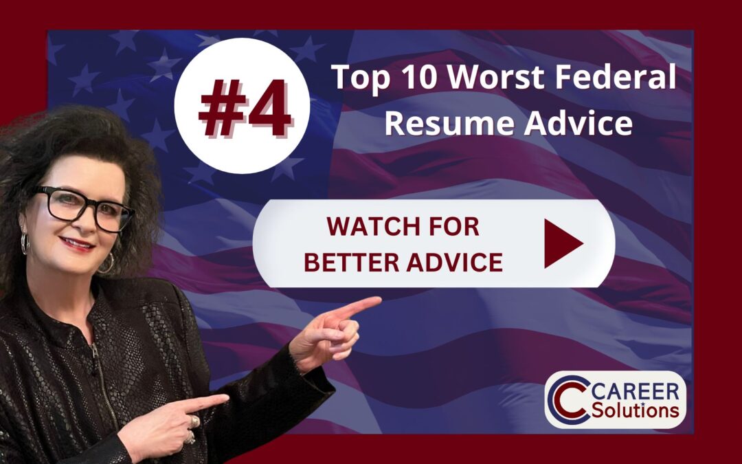 🚨 Be careful of Bad Advice #4 in our Top 10 Worst Federal Resume Advice series! 🚨