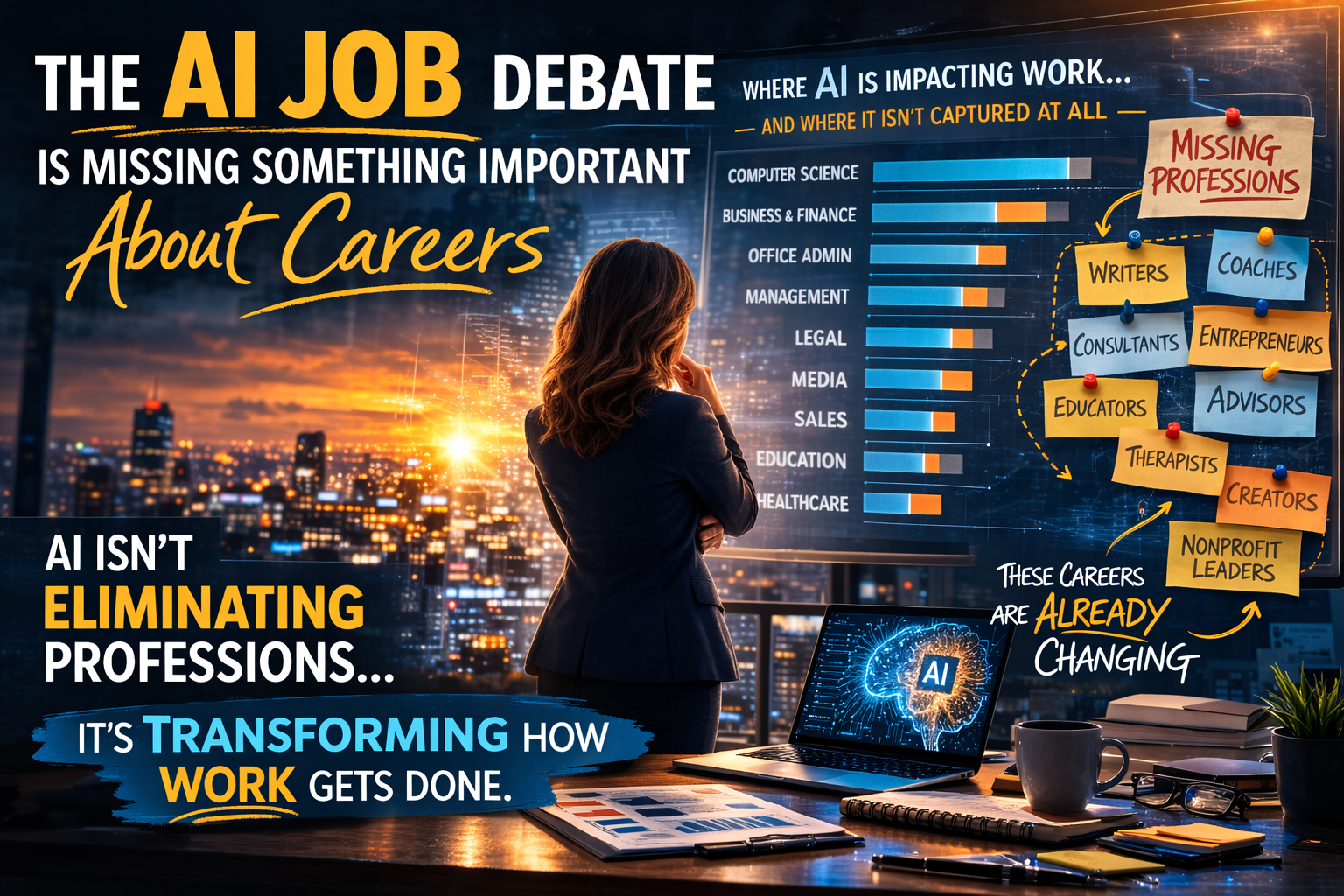 AI impact on careers - chart showing where AI is transforming professional work