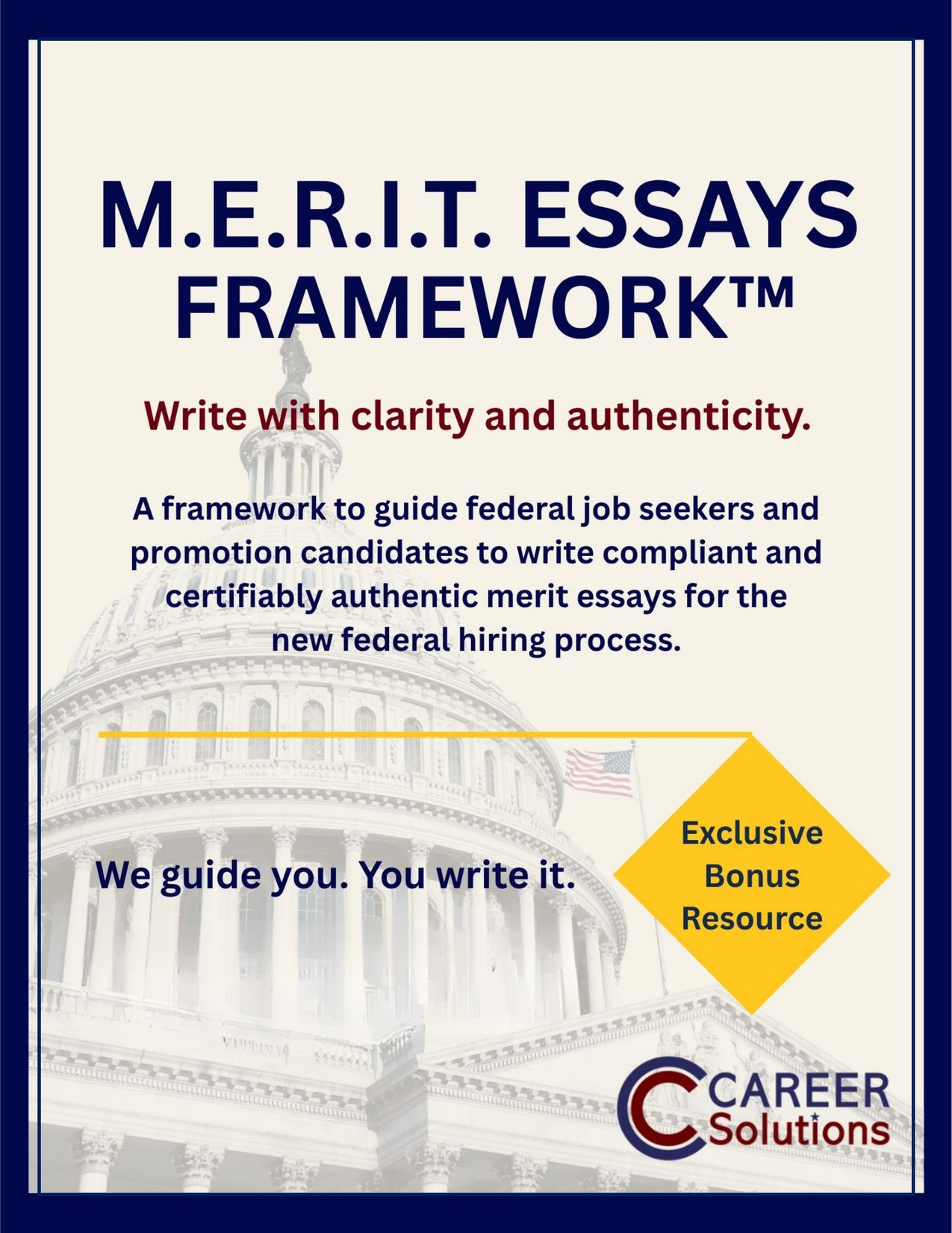 M.E.R.I.T. Essays Framework cover — CC Career Solutions